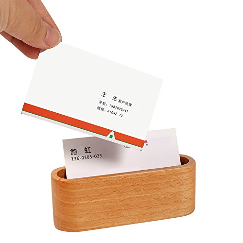 Mumusuki Visitenkartenhalter, Holz -Visitenkartenständer für Büroschreibtisch, Handgefertigter Name Card Inhaber, (Buche hellgelb) von Mumusuki