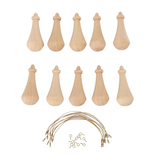 Unfertiger Holzanhänger mit Seilen Zum Aufhängen, 10 Stück Unbemalte Holzfiguren Zum Bemalen, Mini-Verzierungen Zum Aufhängen mit Leeren Klammern für Handmalerei, Kunsthandwerk von Mumusuki
