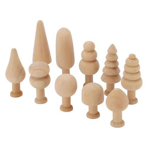 Unvollendete Holzbäume für Handwerk und DIY, 20 Prozent Holz Miniaturbäume Zum Malen von Mini Blank Peg, Weihnachtsbaum -Haus Urlaubsanhänger Holzdekoration von Mumusuki