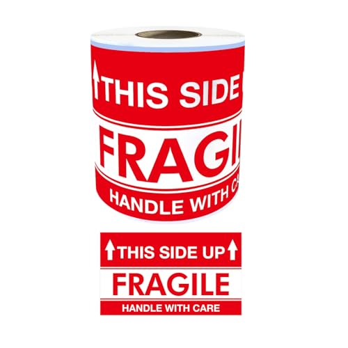 200 Stück Fragile Warnaufkleber 7,6 x 12,7 cm Diese Seite nach oben Etiketten für den Versand von Umzugskartons, selbstklebend, mit Sorgfalt behandelt 200 Stück Fragile Warnaufkleber 7,6 x 12,7 cm Diese Seite nach oben Etiketten für den Versand von Umzugskartons, selbstklebend, mit Sorgfalt behandelt von Mumuve