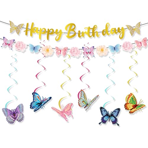 Schmetterling Party Dekorationen Set Cupcake Toppers Dekorative Banner Kuchen Zubehör Papier Textur Geeignet Für Festival von Mumuve