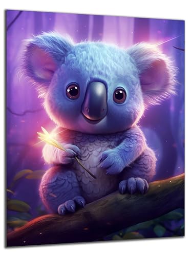 Munera Design - Bild 30x40 - süße Tiere Fantasie-Wesen Lila Koala - Wand-Bilder Kinder-Zimmer von Munera Design