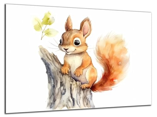 Munera Design - Bild 30x40 - süße Tiere Wasserfarben Eichhörnchen - Wand-Bilder Kinder-Zimmer von Munera Design