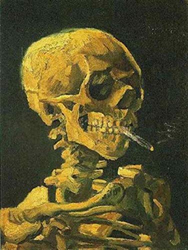 Munxag Paint by Numbers Kits Für Erwachsene Und Kinder DIY Ölgemälde Digital Skull Mit Brennender Zigarette Vincent Van Gogh Leinwand Wandkunst Home Decoration von Munxag