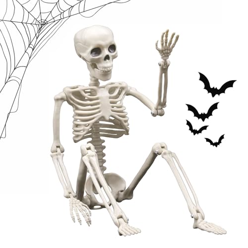 Muorruo Halloween-Dekoration für den Außenbereich, bewegliches Skelett aus Kunststoff mit beweglichen Gelenken, hängende Skelette für Halloween-Dekor, Requisiten für den Spukhausfriedhof von Muorruo