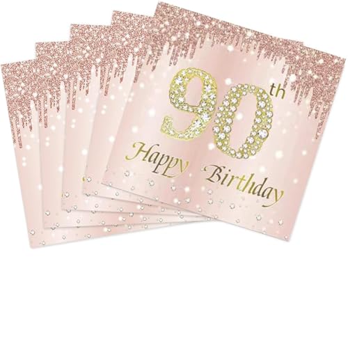 Muplaya 40 Stück Servietten zum 90. Geburtstag, Roségold, Party-Dekorationen zum 90. Geburtstag, Vintage, 1934, für Frauen, 2-lagig Muplaya 40 Stück Servietten zum 90. Geburtstag, Roségold, Party-Dekorationen zum 90. Geburtstag, Vintage, 1934, für Frauen, 2-lagig von Muplaya
