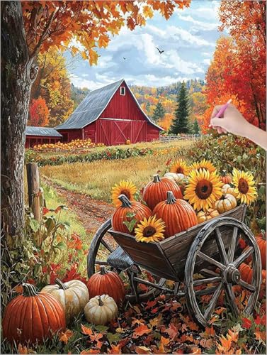 Diamond Painting Anlage, Herbst Diamond Painting XXL 90x120 cm Leinwand, 5D DIY Diamant Art Malerei Kinder Anfänger Mosaikherstellung Bastelnset für Home Wanddeko Wohnzimmer, Geschenke für Frauen G-86 von Muqouuoi