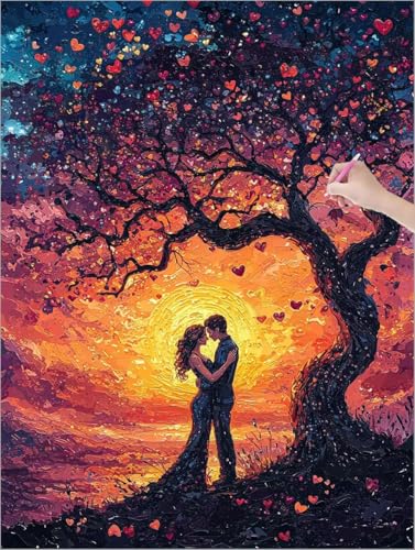 Diamond Painting Baum, Abstrakt Diamond Painting XXL 90x120 cm Leinwand, 5D DIY Diamant Art Malerei Kinder Anfänger Mosaikherstellung Bastelnset für Home Wanddeko Wohnzimmer, Geschenke für Frauen G-74 von Muqouuoi