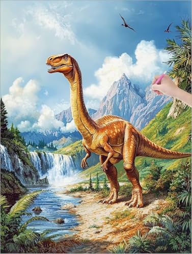 Diamond Painting Erwachsene, 5D Diamant Painting Anime, Dinosaurier Diamond Paintings Kinder, DIY Diamant Malerei mit Full Zubehör, Mosaikherstellung Bastelset, Zimmer Deko Wohnzimmer 90x120 cm G-63 von Muqouuoi