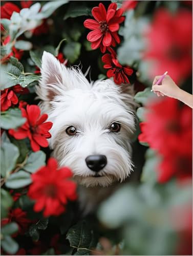 Diamond Painting Erwachsene, 5D Diamant Painting Hund, Blumen Diamond Paintings Kinder, DIY Diamant Malerei mit Full Zubehör, Mosaikherstellung Bastelset für Zimmer Deko Wohnzimmer 80x110 cm G-72 von Muqouuoi