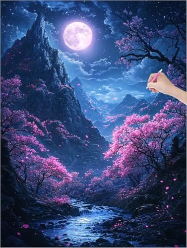Diamond Painting Erwachsene, 5D Diamant Painting Sternenhimmel, Mond Diamond Paintings Kinder, DIY Diamant Malerei mit Full Zubehör, Mosaikherstellung Bastelset, Zimmer Deko Wohnzimmer 90x120 cm G-81 von Muqouuoi