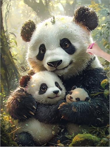 Diamond Painting Erwachsene, 5D Diamant Painting Tiere, Panda Diamond Paintings Kinder, DIY Diamant Malerei mit Full Zubehör, Mosaikherstellung Bastelset für Zimmer Deko Wohnzimmer 90x120 cm G-60 von Muqouuoi