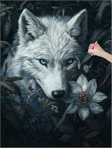 Diamond Painting Erwachsene, 5D Diamant Painting Tiere, Wolf Diamond Paintings Kinder, DIY Diamant Malerei mit Full Zubehör, Mosaikherstellung Bastelset für Zimmer Deko Wohnzimmer 90x120 cm G-57 von Muqouuoi