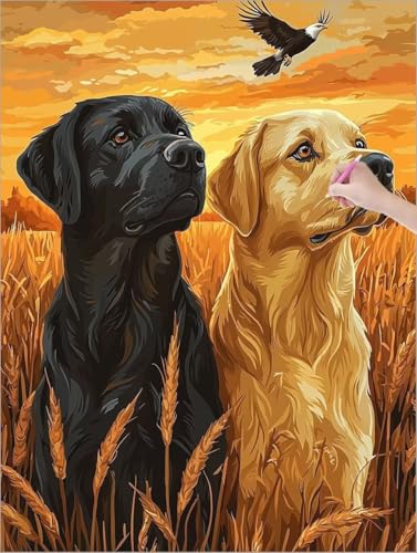 Diamond Painting Hund, Herbst Diamond Painting XXL 90x120 cm Leinwand, 5D DIY Diamant Art Malerei Kinder Anfänger Mosaikherstellung Bastelnset für Home Wanddeko Wohnzimmer, Geschenke für Frauen G-71 von Muqouuoi