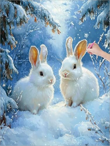 Diamond Painting Kaninchen, Niedlich Diamond Painting XXL 90x120 cm Leinwand, 5D DIY Diamant Art Malerei Kinder Anfänger Mosaikherstellung Bastelnset, Wanddeko Wohnzimmer, Geschenke für Frauen G-89 von Muqouuoi