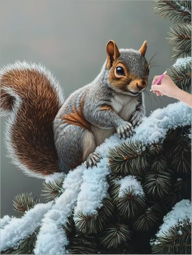 Diamond Painting Tiere, Eichhörnchen Diamond Painting XXL 90x120 cm Leinwand, 5D DIY Diamant Art Malerei Kinder Anfänger Mosaikherstellung Bastelnset, Wanddeko Wohnzimmer, Geschenke für Frauen G-62 von Muqouuoi