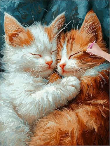 Diamond Painting Tiere, Katze Diamond Painting XXL 90x120 cm Leinwand, 5D DIY Diamant Art Malerei Kinder Anfänger Mosaikherstellung Bastelnset für Home Wanddeko Wohnzimmer, Geschenke für Frauen G-50 von Muqouuoi