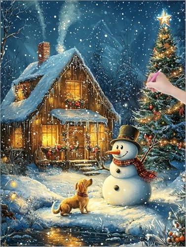 Diamond Painting Weihnachten, Hund Diamond Painting XXL 90x120 cm Leinwand, 5D DIY Diamant Art Malerei Kinder Anfänger Mosaikherstellung Bastelnset, Home Wanddeko Wohnzimmer, Geschenke für Frauen G-65 von Muqouuoi