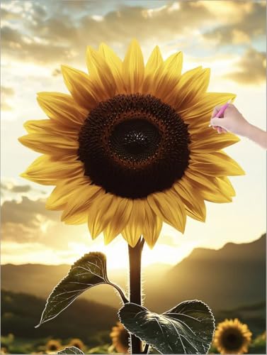 Diamond Painting XXL 90x120 cm, Anlage Diamond Painting Erwachsene Bastelset, 5D DIY Diamant Malerei Kinder Stickerei Kreuzstich Bilder Set, Zimmer Deko Halloween Weihnachtsgeschen (Sonnenblume) G-52 von Muqouuoi