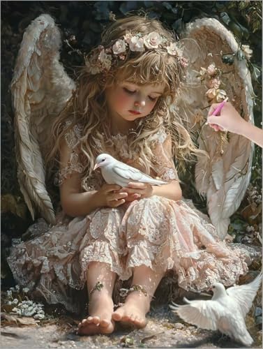 Diamond Painting XXL 90x120 cm, Engel Diamond Painting Erwachsene Bastelset, 5D DIY Diamant Malerei Kinder Stickerei Kreuzstich Bilder Set, Zimmer Deko, Halloween, Weihnachtsgeschen (Mädchen) G-76 von Muqouuoi