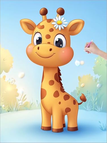 Diamond Painting XXL 90x120 cm, Giraffe Diamond Painting Erwachsene Bastelset, 5D DIY Diamant Malerei Kinder Stickerei Kreuzstich Bilder Set, Zimmer Deko, Halloween, Weihnachtsgeschen (Niedlich) G-61 von Muqouuoi
