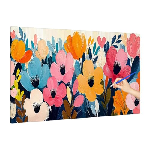 Malen Nach Zahlen Blumen, Malen Nach Zahlen XXL 140x60cm, Abstrakt Paint by Numbers DIY Set Erwachsene, Paint by Numbers Bastelset Erwachsene Frauen für Deko Wohnzimmer, Geschenke für Frauen R-40 von Muqouuoi