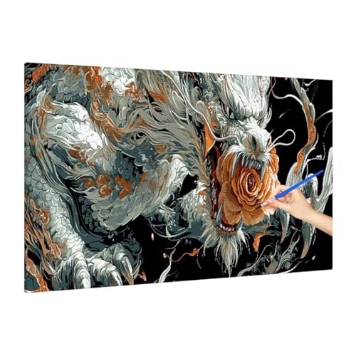 Malen Nach Zahlen Drachen, Malen Nach Zahlen XXL 160x70cm, Blumen Paint by Numbers DIY Set Erwachsene, Paint by Numbers Bastelset Erwachsene Frauen für Herbstdeko Wohnzimmer, Geschenke für Frauen S-33 von Muqouuoi