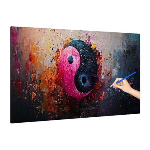 Malen Nach Zahlen Erwachsene Abstrakt, Malen Nach Zahlen Modern Paint by Numbers Kinder mit Leinwand Pinseln Acrylpigment, DIY Set Erwachsene Bastelset Frauen für Herbst Deko Wohnzimmer 110x50cm S-56 von Muqouuoi
