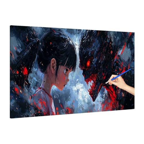 Malen Nach Zahlen Erwachsene Anime Malen Nach Zahlen Groß, Furcht Paint by Numbers Bastelset Erwachsene, DIY Paint by Numbers Set für Herbst Dekoration, Zimmer Deko Wohnzimmer, Geschenke 160x70cm R-62 von Muqouuoi