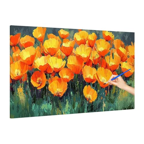 Malen Nach Zahlen Erwachsene Blumen, Malen Nach Zahlen Abstrakt Paint by Numbers Kinder mit Leinwand Pinseln Acrylpigment, DIY Set Erwachsene Bastelset Frauen für Herbst Deko Wohnzimmer 220x100cm R-33 von Muqouuoi