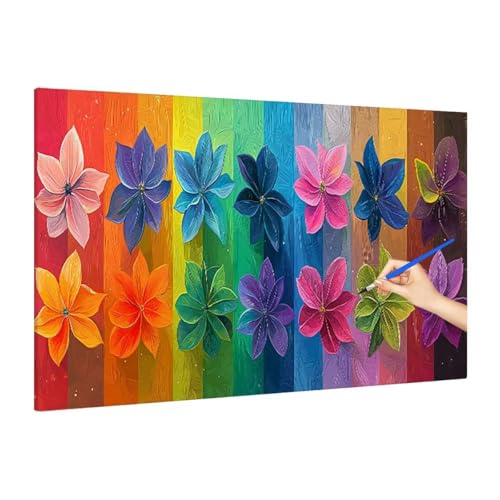 Malen Nach Zahlen Erwachsene Farbe, Malen Nach Zahlen Blumen Paint by Numbers Kinder mit Leinwand Pinseln Acrylpigment, DIY Set Erwachsene Bastelset Frauen für Herbst Deko Wohnzimmer 180x80cm S-62 von Muqouuoi