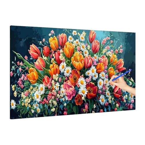 Malen Nach Zahlen Erwachsene Farbe Malen Nach Zahlen Groß, Blumen Paint by Numbers Bastelset Erwachsene, DIY Paint by Numbers Set für Herbst Dekoration, Deko Wohnzimmer, Geschenke 220x100cm R-53 von Muqouuoi