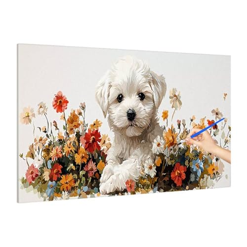 Malen Nach Zahlen Erwachsene Hund Malen Nach Zahlen Groß, Blumen Paint by Numbers Bastelset Erwachsene, DIY Paint by Numbers Set für Herbst Dekoration, Zimmer Deko Wohnzimmer, Geschenke 180x80cm S-40 von Muqouuoi