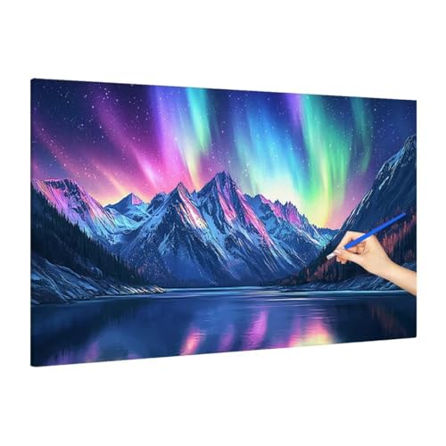 Malen Nach Zahlen Erwachsene Landschaft, Malen Nach Zahlen Berge Paint by Numbers Kinder mit Leinwand Pinseln Acrylpigment, DIY Set Erwachsene Bastelset Frauen für Herbst Deko Wohnzimmer 70x30cm R-54 von Muqouuoi
