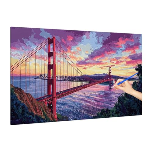 Malen Nach Zahlen Erwachsene Landschaft, Malen Nach Zahlen London Paint by Numbers Kinder mit Leinwand Pinseln Acrylpigment, DIY Set Erwachsene Bastelset Frauen, Herbst Deko Wohnzimmer 220x100cm R-39 von Muqouuoi