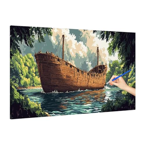 Malen Nach Zahlen Erwachsene Landschaft, Malen Nach Zahlen Meer Paint by Numbers Kinder mit Leinwand Pinseln Acrylpigment, DIY Set Erwachsene Bastelset Frauen für Herbst Deko Wohnzimmer 220x100cm R-45 von Muqouuoi