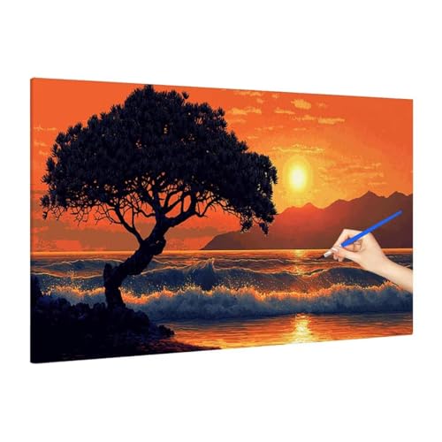 Malen Nach Zahlen Erwachsene Landschaft Malen Nach Zahlen Groß, Baum Paint by Numbers Bastelset Erwachsene, DIY Paint by Numbers Set für Herbst Dekoration, Deko Wohnzimmer, Geschenke 220x100cm R-41 von Muqouuoi