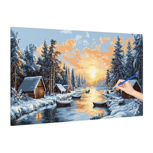 Malen Nach Zahlen Erwachsene Landschaft Malen Nach Zahlen Groß, Sonnenuntergang Paint by Numbers Bastelset Erwachsene, Paint by Numbers Set für Herbstdeko, Deko Wohnzimmer, Geschenke 160x70cm S-61 von Muqouuoi
