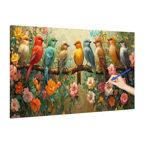 Malen Nach Zahlen Erwachsene Retro Malen Nach Zahlen Groß, Vogel Paint by Numbers Bastelset Erwachsene, DIY Paint by Numbers Set für Herbst Dekoration, Zimmer Deko Wohnzimmer, Geschenke 180x80cm S-58 von Muqouuoi