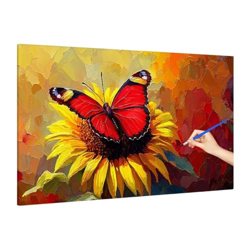 Malen Nach Zahlen Erwachsene Schmetterling Malen Nach Zahlen Groß, Blumen Paint by Numbers Bastelset Erwachsene, Paint by Numbers Set für Herbst Dekoration, Deko Wohnzimmer, Geschenke 180x80cm R-74 von Muqouuoi