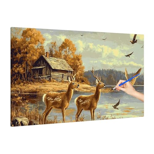 Malen Nach Zahlen Erwachsene Tier Malen Nach Zahlen Groß, Herbst Paint by Numbers Bastelset Erwachsene, DIY Paint by Numbers Set für Herbst Dekoration, Zimmer Deko Wohnzimmer, Geschenke 140x60cm Z-84 von Muqouuoi