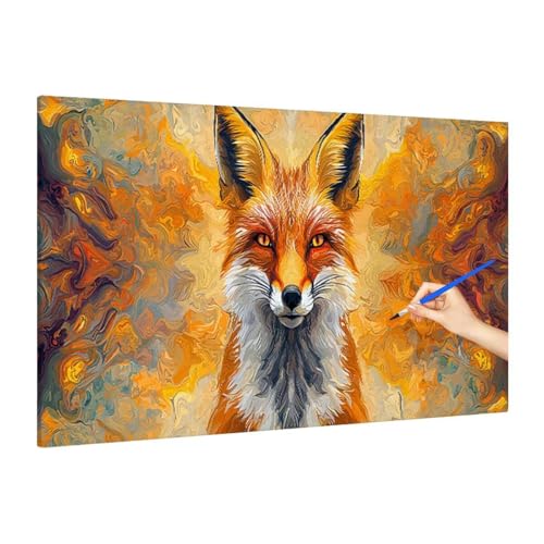 Malen Nach Zahlen Erwachsene Tiere, Malen Nach Zahlen Fuchs Paint by Numbers Kinder mit Leinwand Pinseln Acrylpigment, DIY Set Erwachsene Bastelset Frauen für Herbst Deko Wohnzimmer 220x100cm R-51 von Muqouuoi
