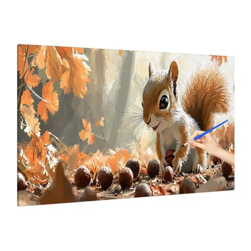 Malen Nach Zahlen Erwachsene Tiere, Malen Nach Zahlen Herbst Paint by Numbers Kinder mit Leinwand Pinseln Acrylpigment, DIY Set Erwachsene Bastelset Frauen für Herbst Deko Wohnzimmer 70x30cm S-65 von Muqouuoi