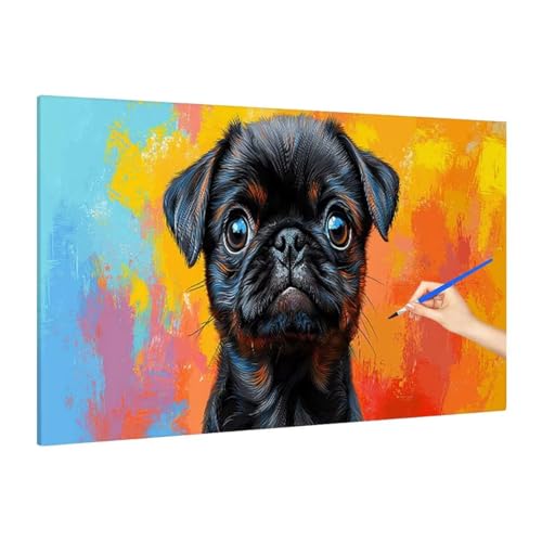 Malen Nach Zahlen Erwachsene Tiere, Malen Nach Zahlen Hund Paint by Numbers Kinder mit Leinwand Pinseln Acrylpigment, DIY Set Erwachsene Bastelset Frauen für Herbst Deko Wohnzimmer 220x100cm S-44 von Muqouuoi