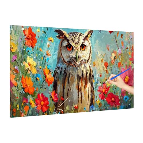 Malen Nach Zahlen Eule, Malen Nach Zahlen XXL 160x70cm, Blumen Paint by Numbers DIY Set Erwachsene, Paint by Numbers Bastelset Erwachsene Frauen für Herbstdeko Wohnzimmer, Geschenke für Frauen S-66 von Muqouuoi