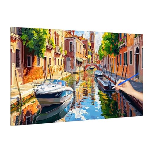 Malen Nach Zahlen Italien, Malen Nach Zahlen XXL 160x70cm, Landschaft Paint by Numbers DIY Set Erwachsene, Paint by Numbers Bastelset Erwachsene Frauen für Deko Wohnzimmer, Geschenke für Frauen R-55 von Muqouuoi
