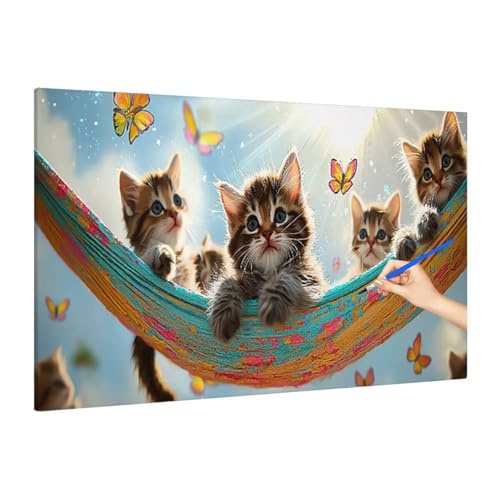 Malen Nach Zahlen Katze, Malen Nach Zahlen XXL 180x80cm, Schmetterling Paint by Numbers DIY Set Erwachsene, Paint by Numbers Bastelset Erwachsene Frauen für Deko Wohnzimmer, Geschenke für Frauen S-45 von Muqouuoi