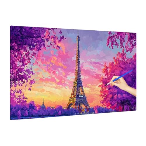 Malen Nach Zahlen Landschaft, Malen Nach Zahlen XXL 140x60cm, Paris Paint by Numbers DIY Set Erwachsene, Paint by Numbers Bastelset Erwachsene Frauen für Deko Wohnzimmer, Geschenke für Frauen R-31 von Muqouuoi