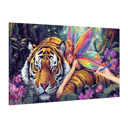 Malen Nach Zahlen Tiger, Malen Nach Zahlen XXL 180x80cm, Blumen Paint by Numbers DIY Set Erwachsene, Paint by Numbers Bastelset Erwachsene Frauen für Herbstdeko Wohnzimmer, Geschenke für Frauen S-54 von Muqouuoi