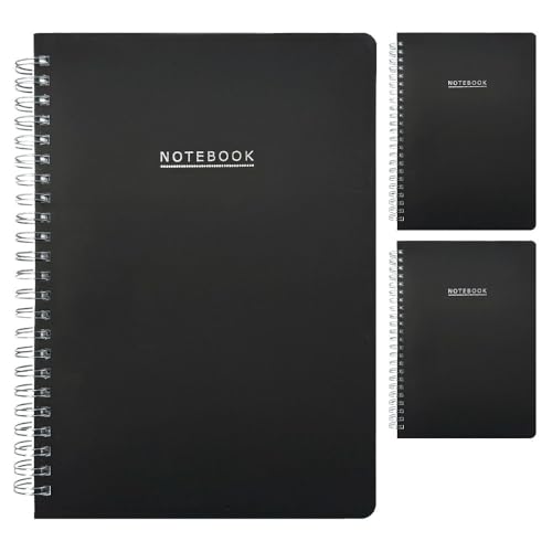 Murago - 3 Stück Notiz Ringbuch liniert DIN A5 mit Datumsfeld - 160 Seiten - 80 Blatt - Schwarz Matt Softcover - Tagebuch Notizblock Notizbücher Set Schreibblock Ringbindung Spiral Notizbuch Murago - 3 Stück Notiz Ringbuch liniert DIN A5 mit Datumsfeld - 160 Seiten - 80 Blatt - Schwarz Matt Softcover - Tagebuch Notizblock Notizbücher Set Schreibblock Ringbindung Spiral Notizbuch von Murago
